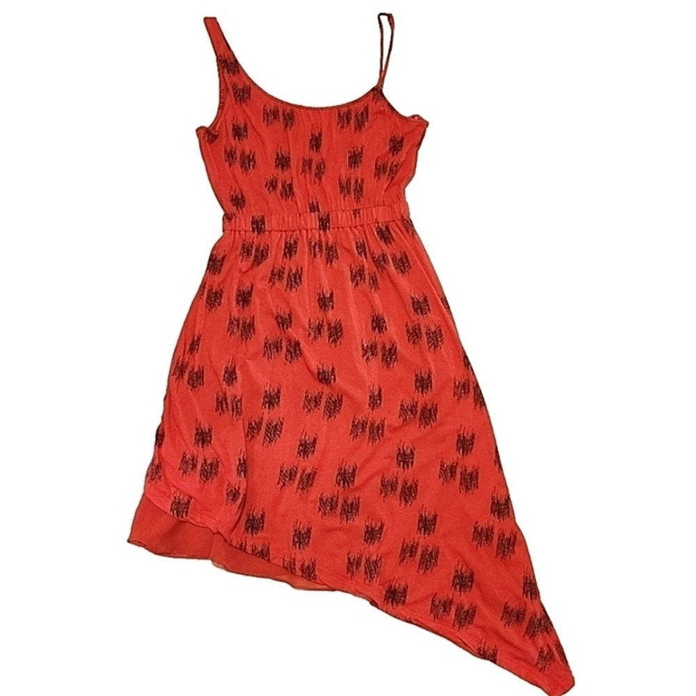 GENTLE FAWN ASSYMETRICAL ONE SHOULDER RED BLACK HIGH RISE MIDI DRESS SMALL